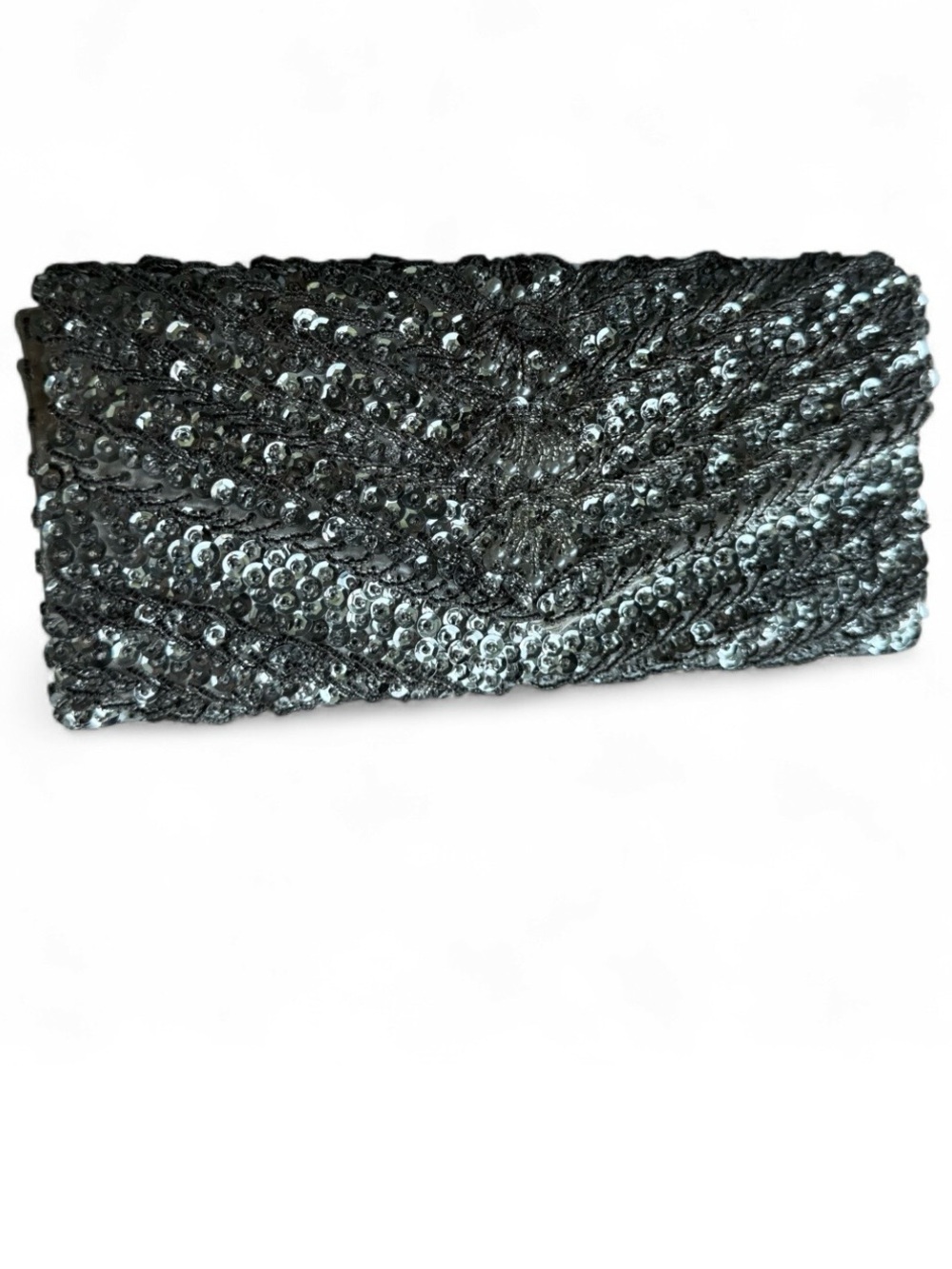 Vtg 50s 60s Bob Soir deadstock silver Sequin beaded Evening Clutch Bag formal
